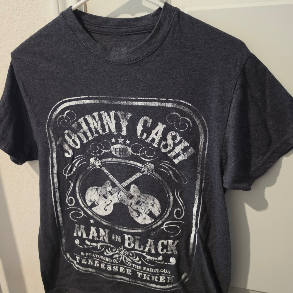 Johnny Cash Man in Black Tennessee Three Graphic Tee Charcoal Grey Small